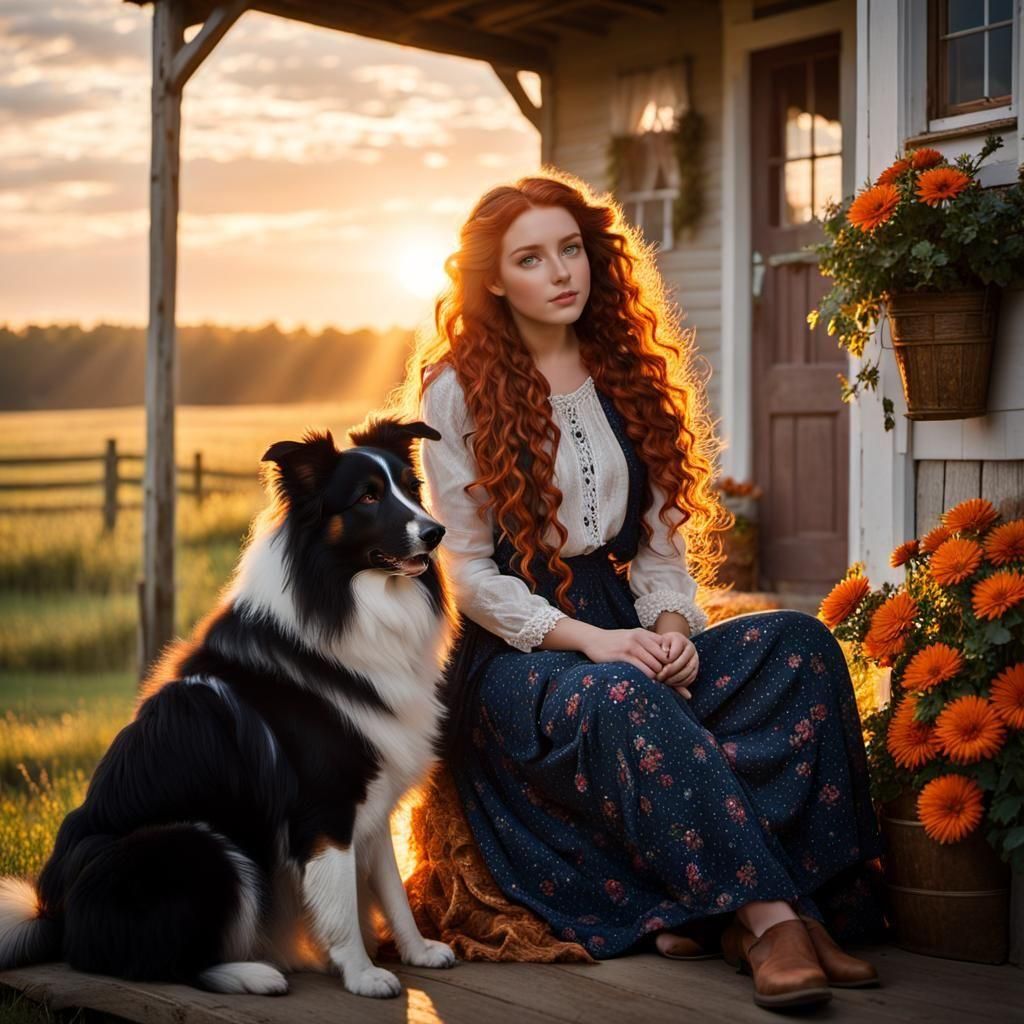 Girl and her Dog saying good morning