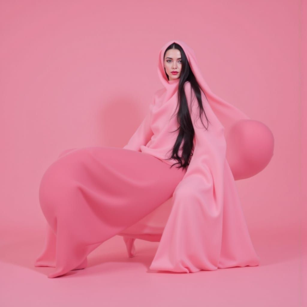 Elegant Woman in Pink Ambiance