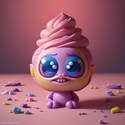 Candy Monster Bobble-Head Portrait in Pixar Style