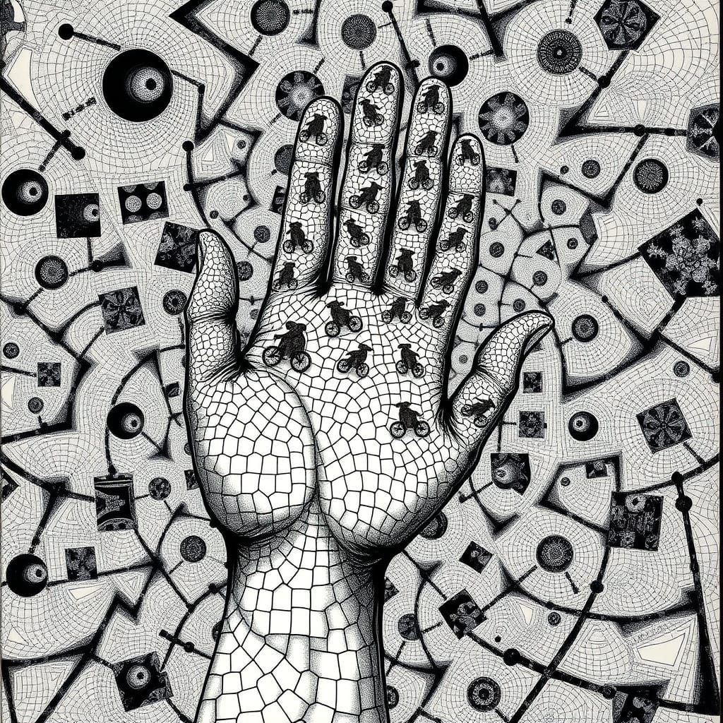 Fractal Hand with Infinite Bear Riders