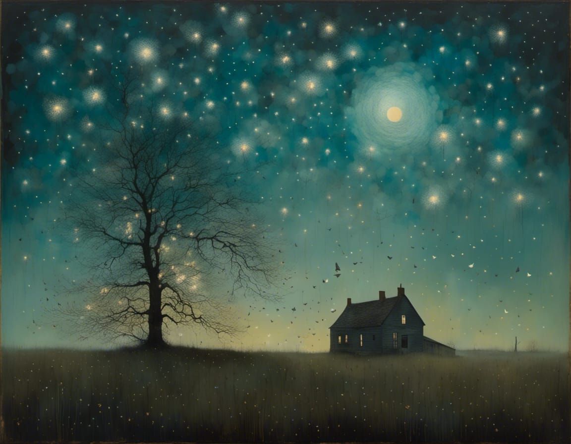 Surreal Night-to-Day Transition, Intricate Art