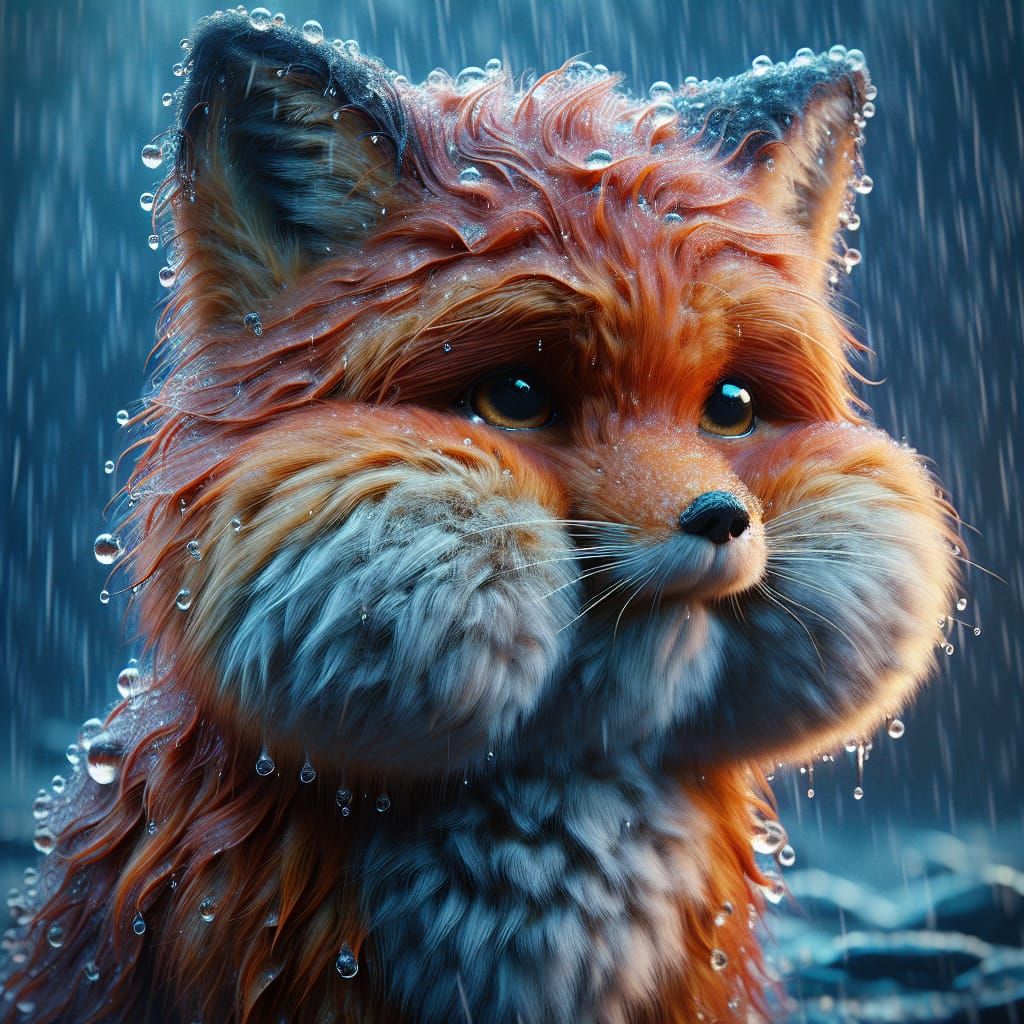 Grumpy Fox Portrait as Matte Painting