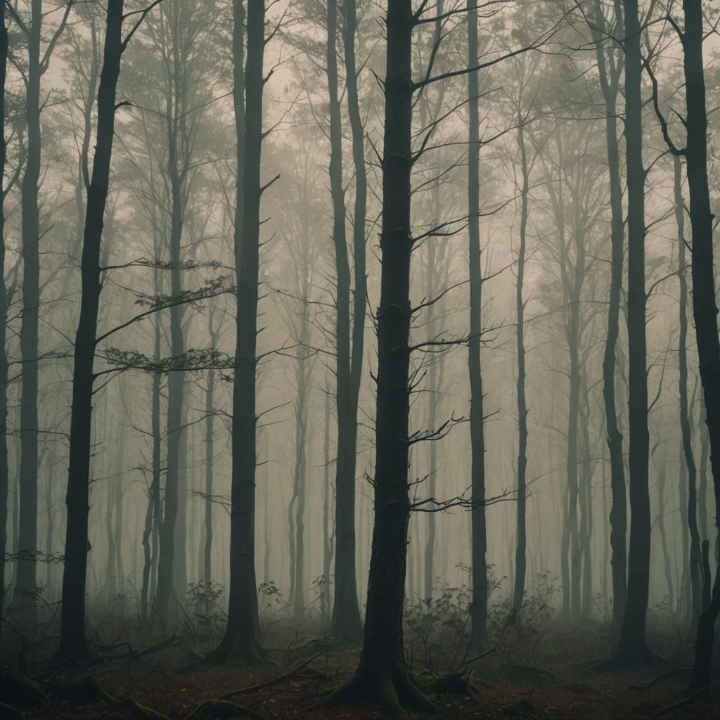 Eerie Forest Fog in Cinematic Style