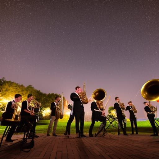 Brass Ensemble Plays Under Starry Sky: Photography