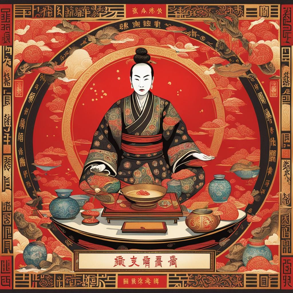 Mystical Asian Fortune Telling Scene