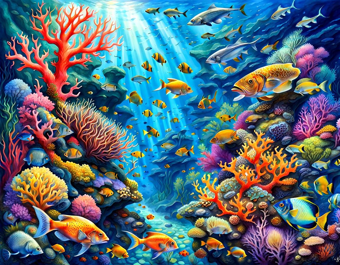 Underwater World: Pastel Watercolor Fantasy Art