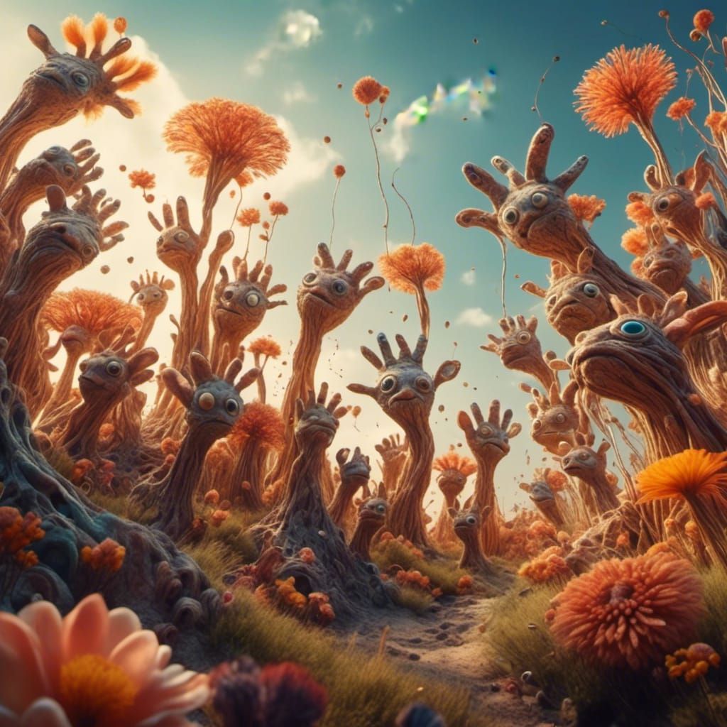 Surreal Finger Creatures Feast on Alien Planet