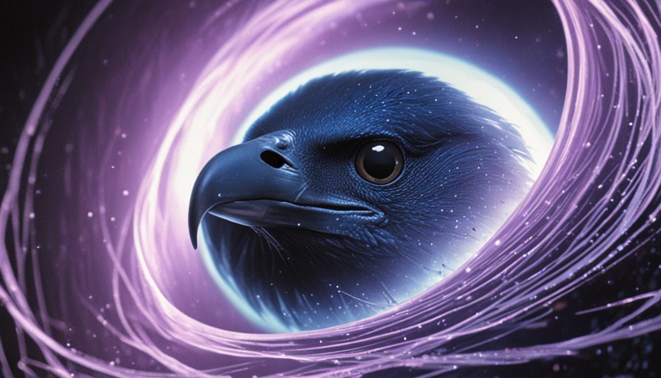 Raven Consumed by Cyberpunk Matrix Code Vortex