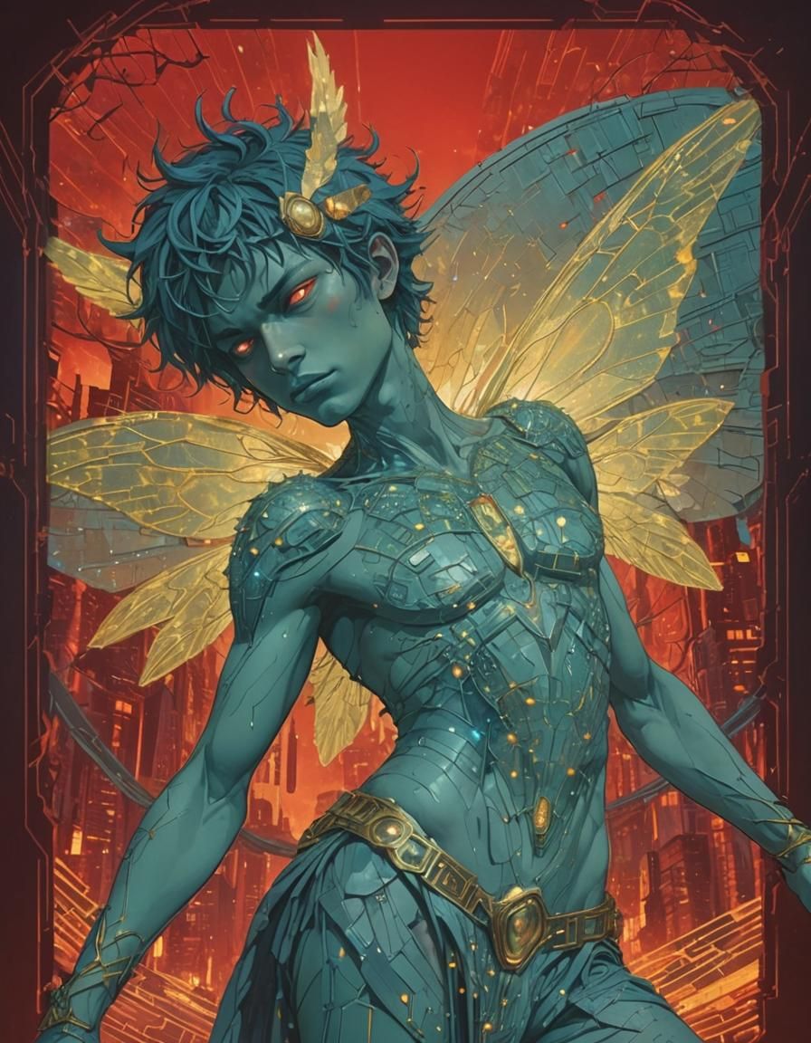 Ecopunk Fairy Portrait in Surreal Landscape