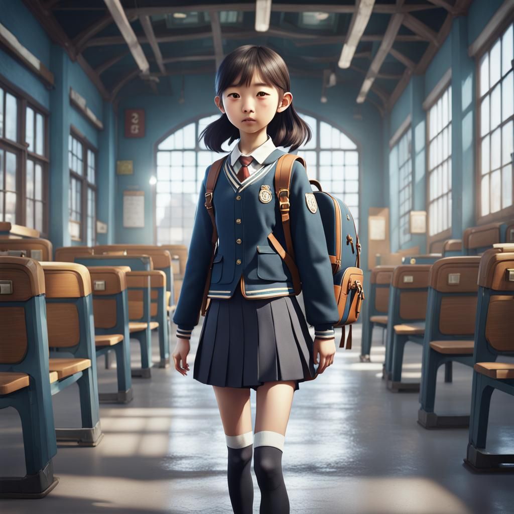 Korean Schoolgirl: Detailed Matte Painting in Unreal Engine