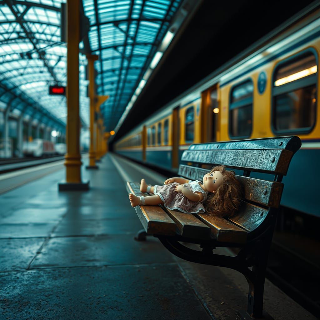 Forgotten Doll on Train Platform