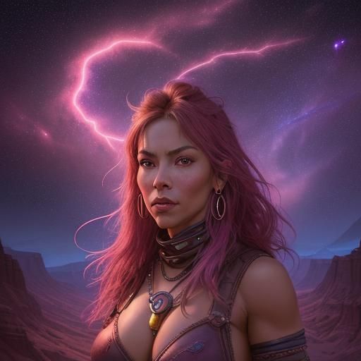 Wild West Girl on Surreal Cosmic Planet