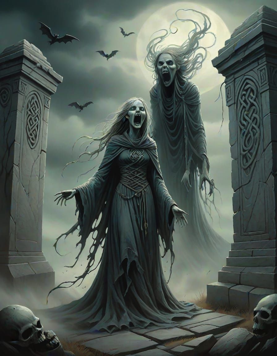 Haunting Banshee Screams Above Celtic Tomb