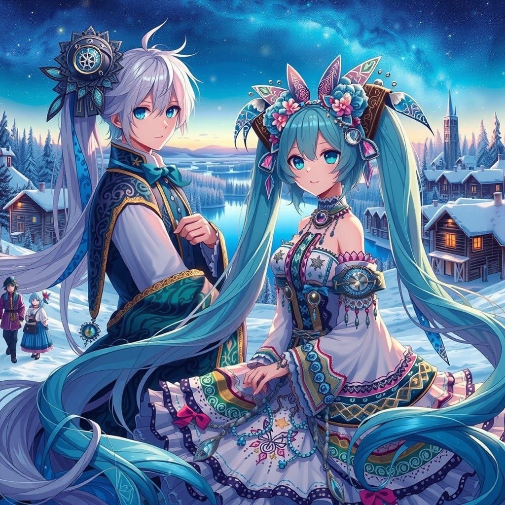 Miku in Traditional Finnish Attire Amidst Thousand Lakes