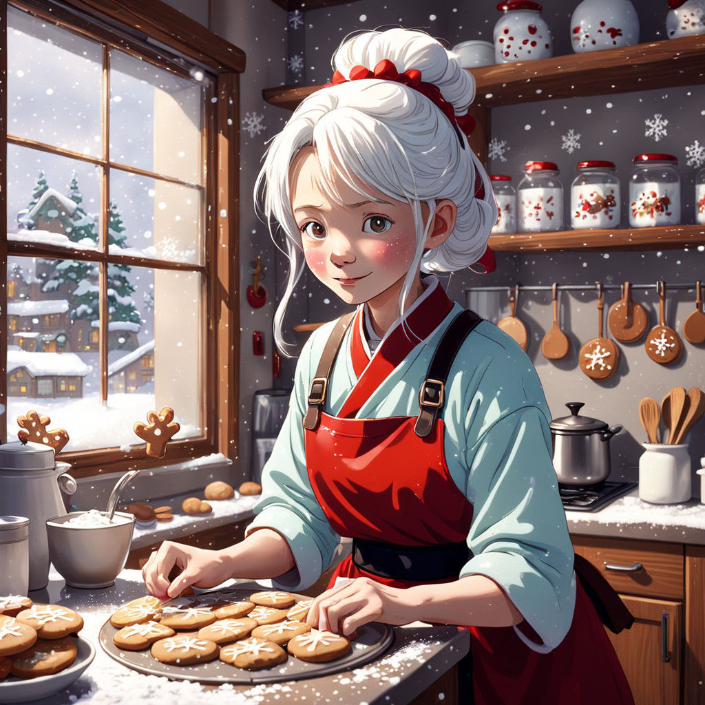 Whimsical Winter Holiday Scene by Japanese Manga Artist