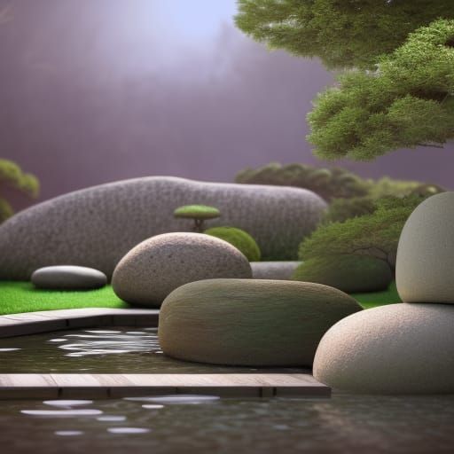 Hyperrealistic Zen Garden Matte Painting in 8K