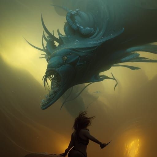 Deep Ocean Demon in Dark Fantasy Style