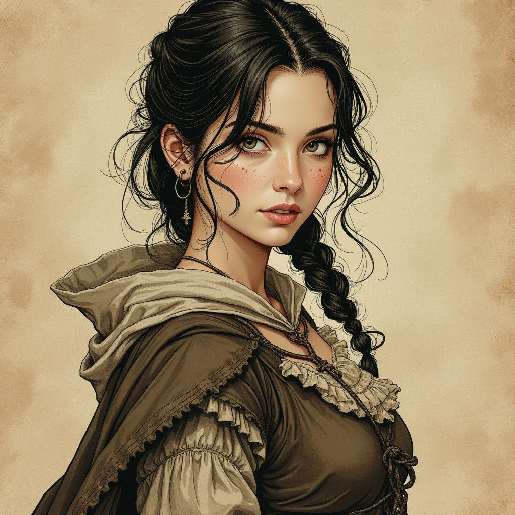 Medieval Thief Character Portrait in Pen and Ink