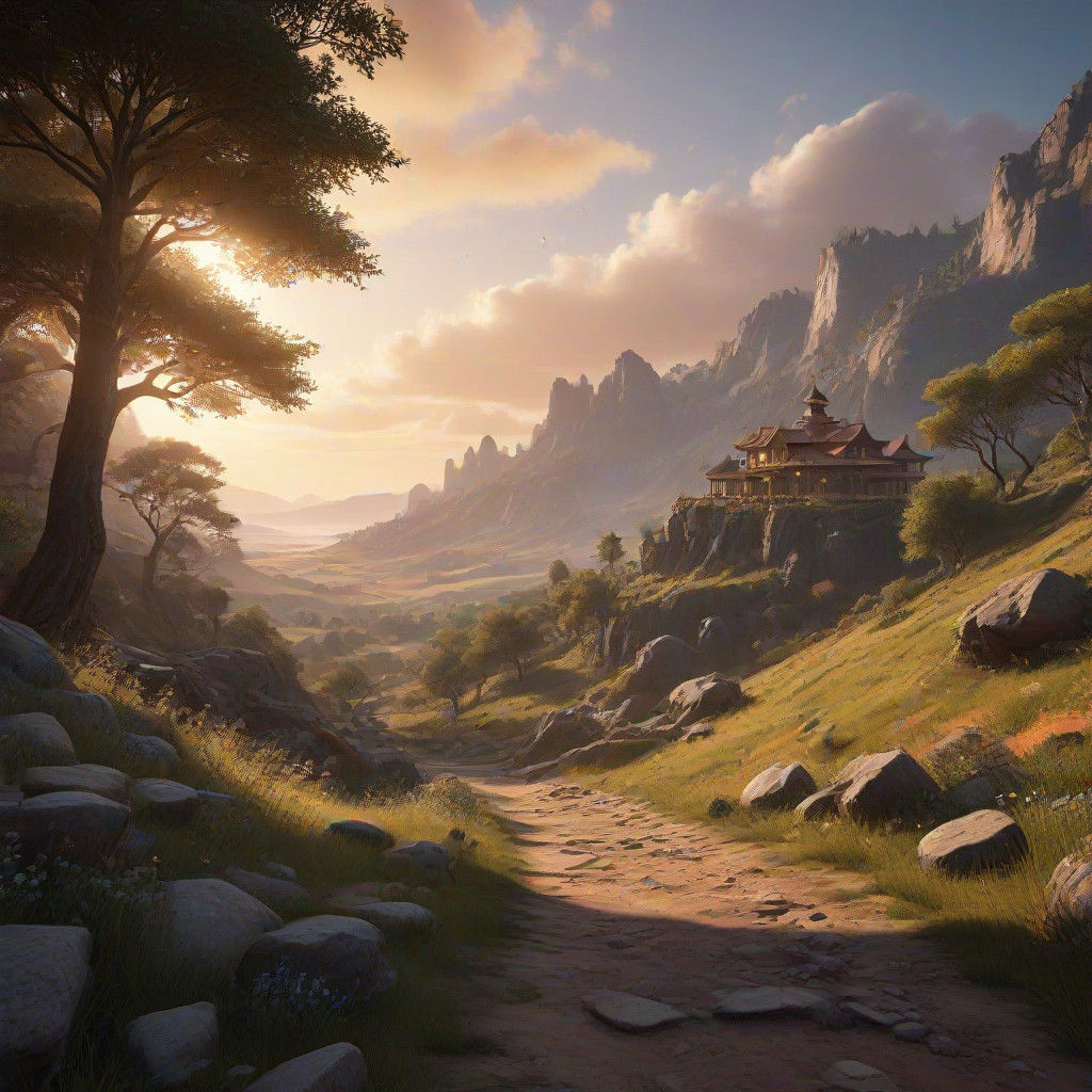 Warm Sunset Rolling Hills in Earthy Tones