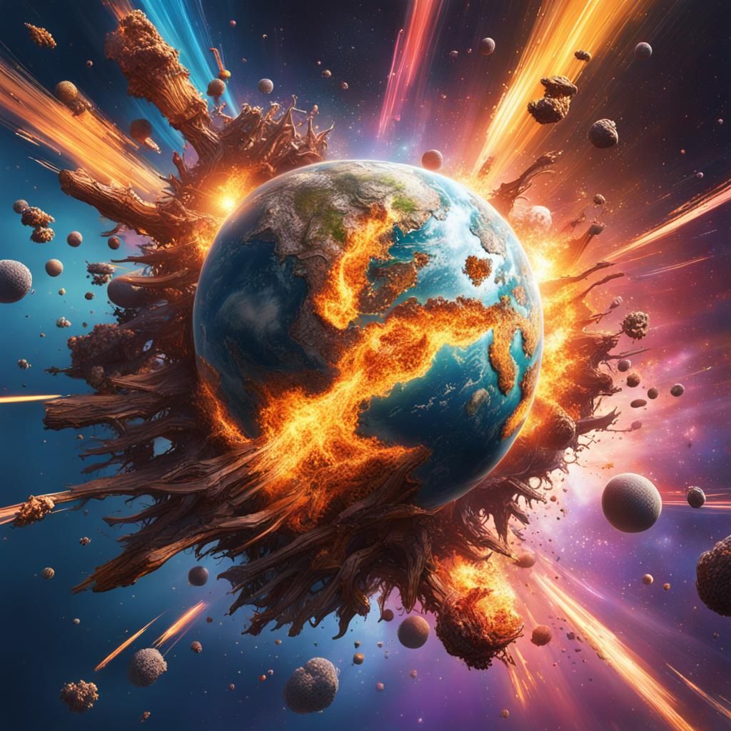 Hyperrealistic Planet Explosion Concept Art