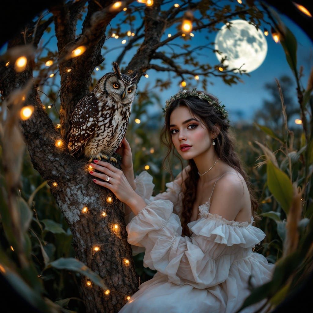 Angelic Woman Playing Chess in Cornfield