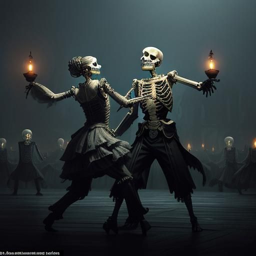 Skeletons Dance on Titanic: Dramatic Digital Painting