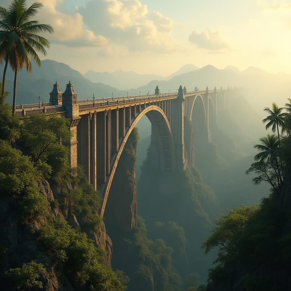 Infinite Bridge Landscape in Photorealistic Style