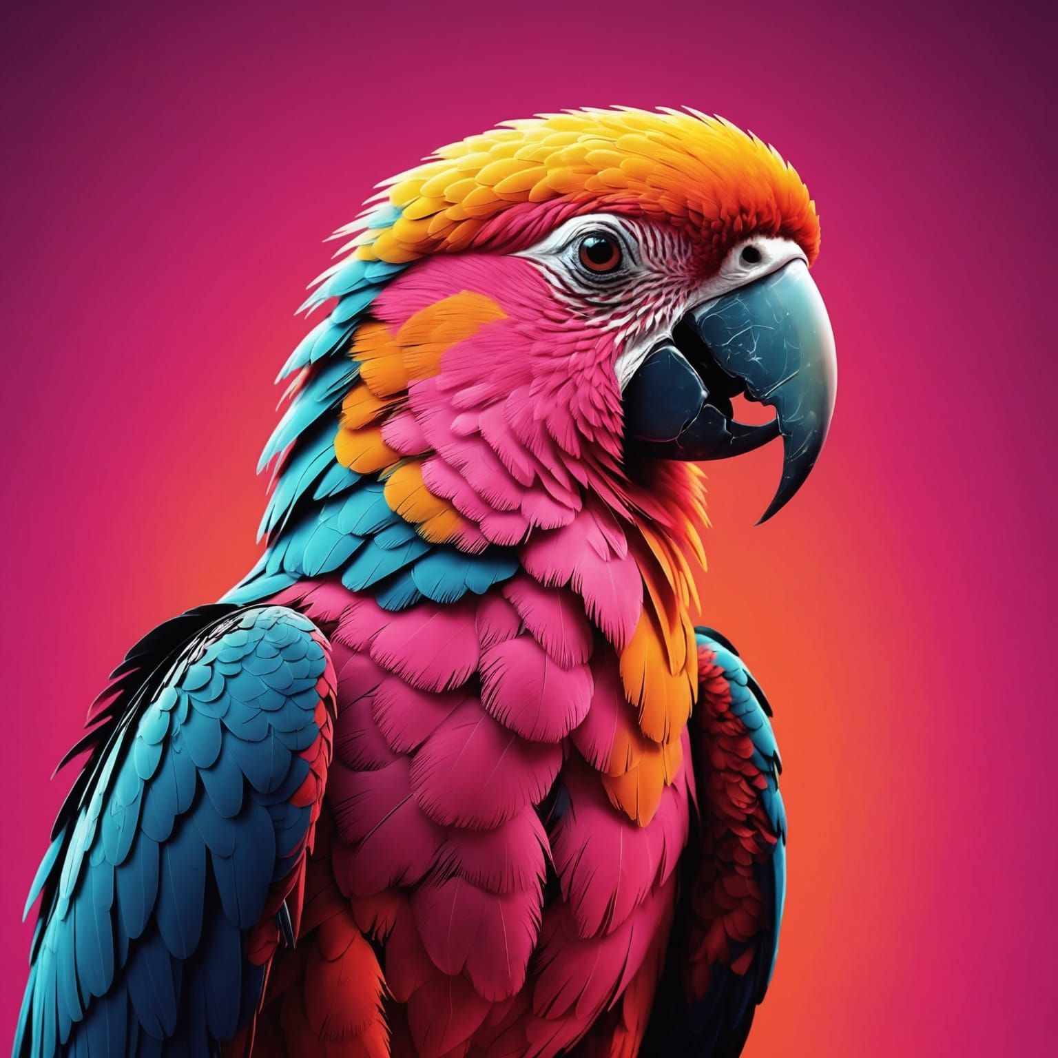 Neon Parrot Digital Illustration in High Contrast