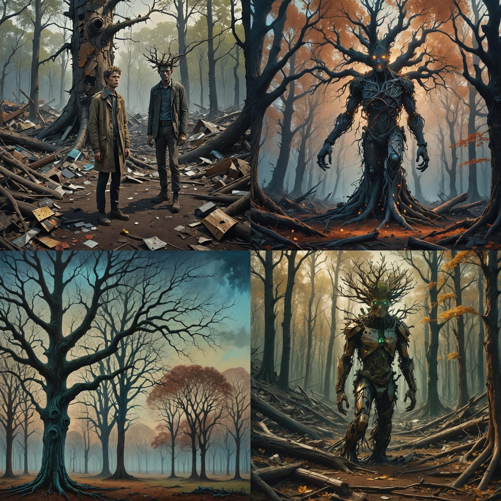 Tree-Person Walks Through Ruined Forest in Surreal 4K