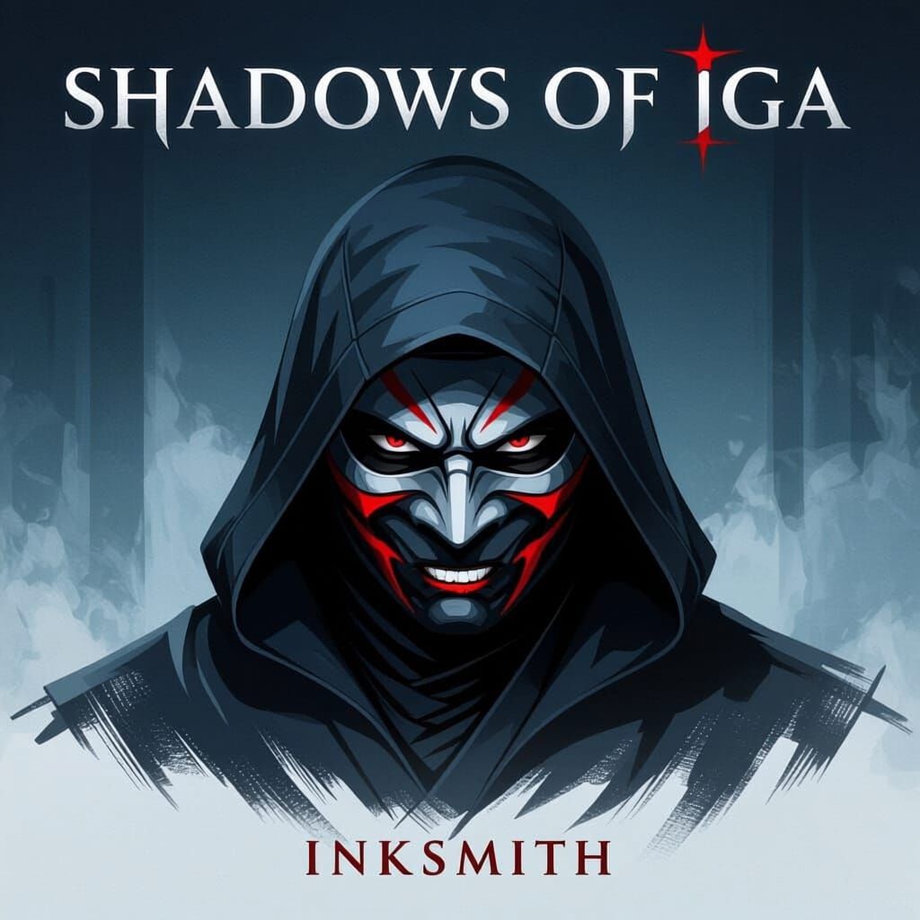 Mysterious Ninja with Demonic Mask in Chiaroscuro Lighting