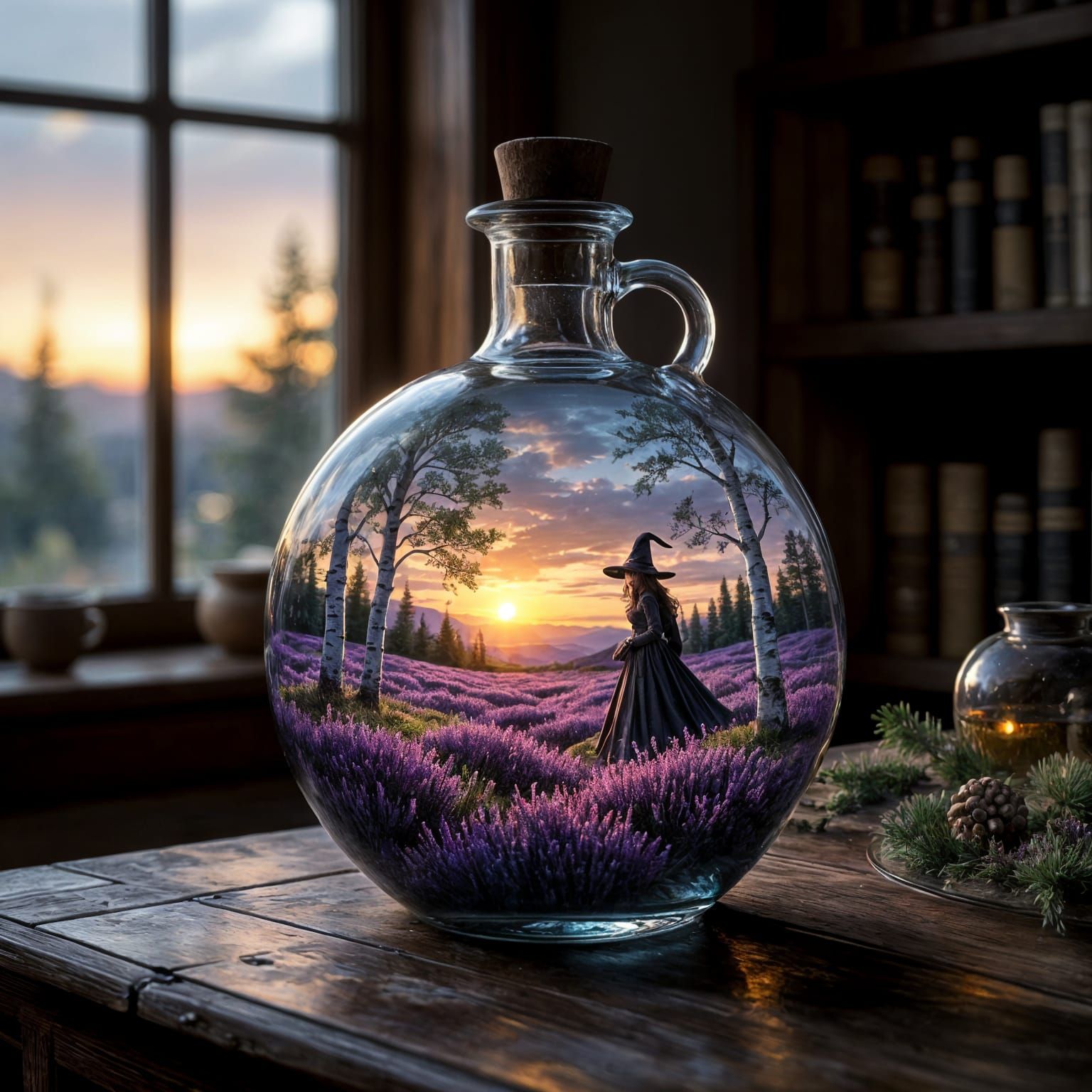 Mystical Witch Trapped Inside Glass Bottle