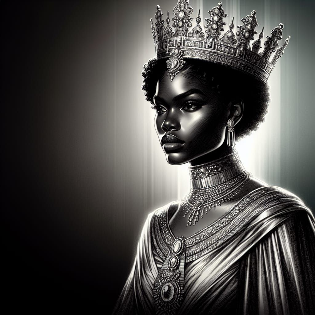 Regal African American Queen in Futuristic Crown