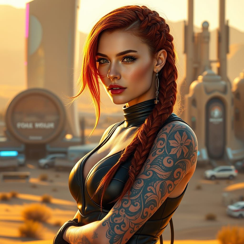 Cyberpunk Goddess in High-Tech Armor