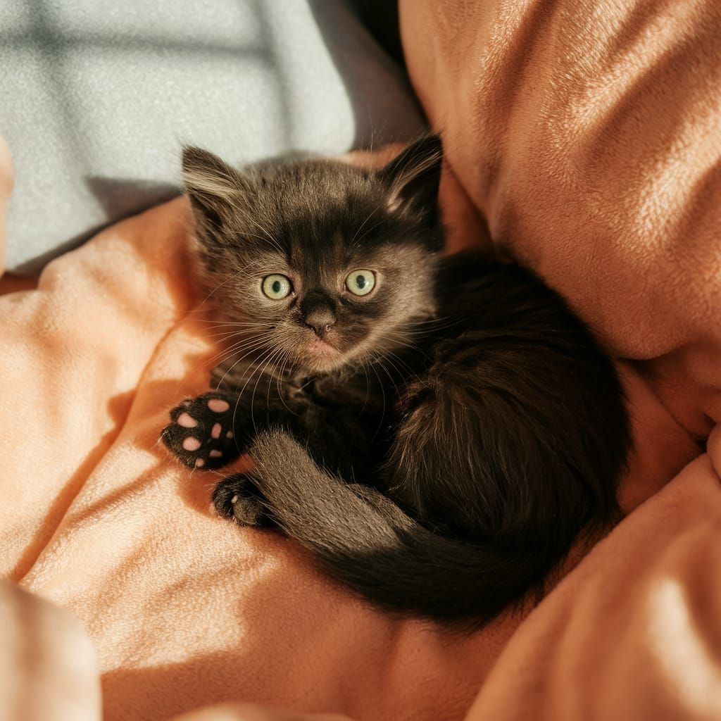 Cute Kitten in Cozy Pastel Paradise