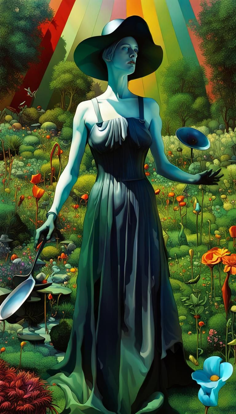 Surreal Garden of Modern Delights: Art Deco Digital Illustra...