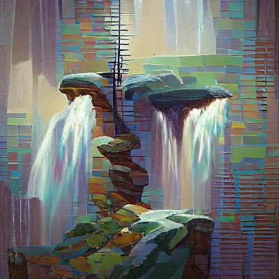 Epic Waterfall in Fantasy Art Style