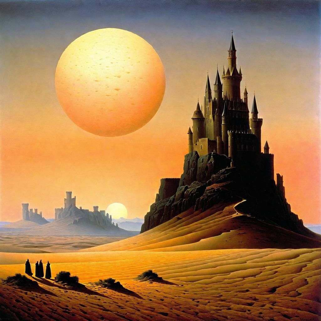 Surreal Desert Castles in Auroracore Style