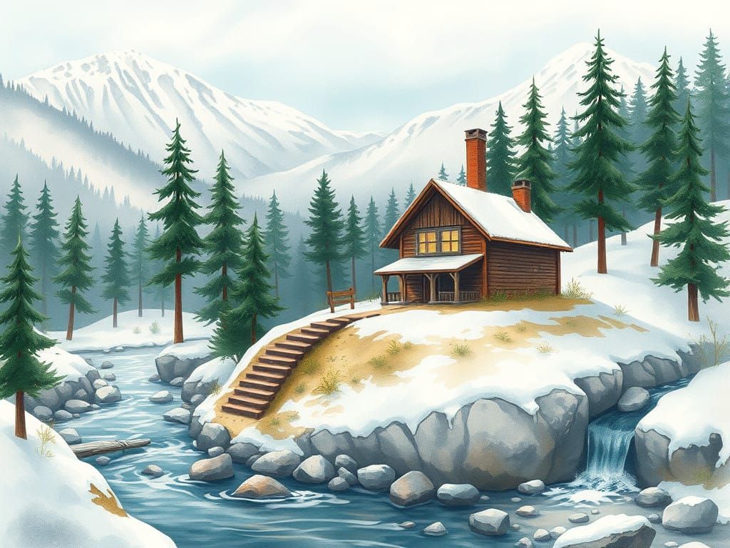 Cozy Winter Whimsy in Pastel Watercolor