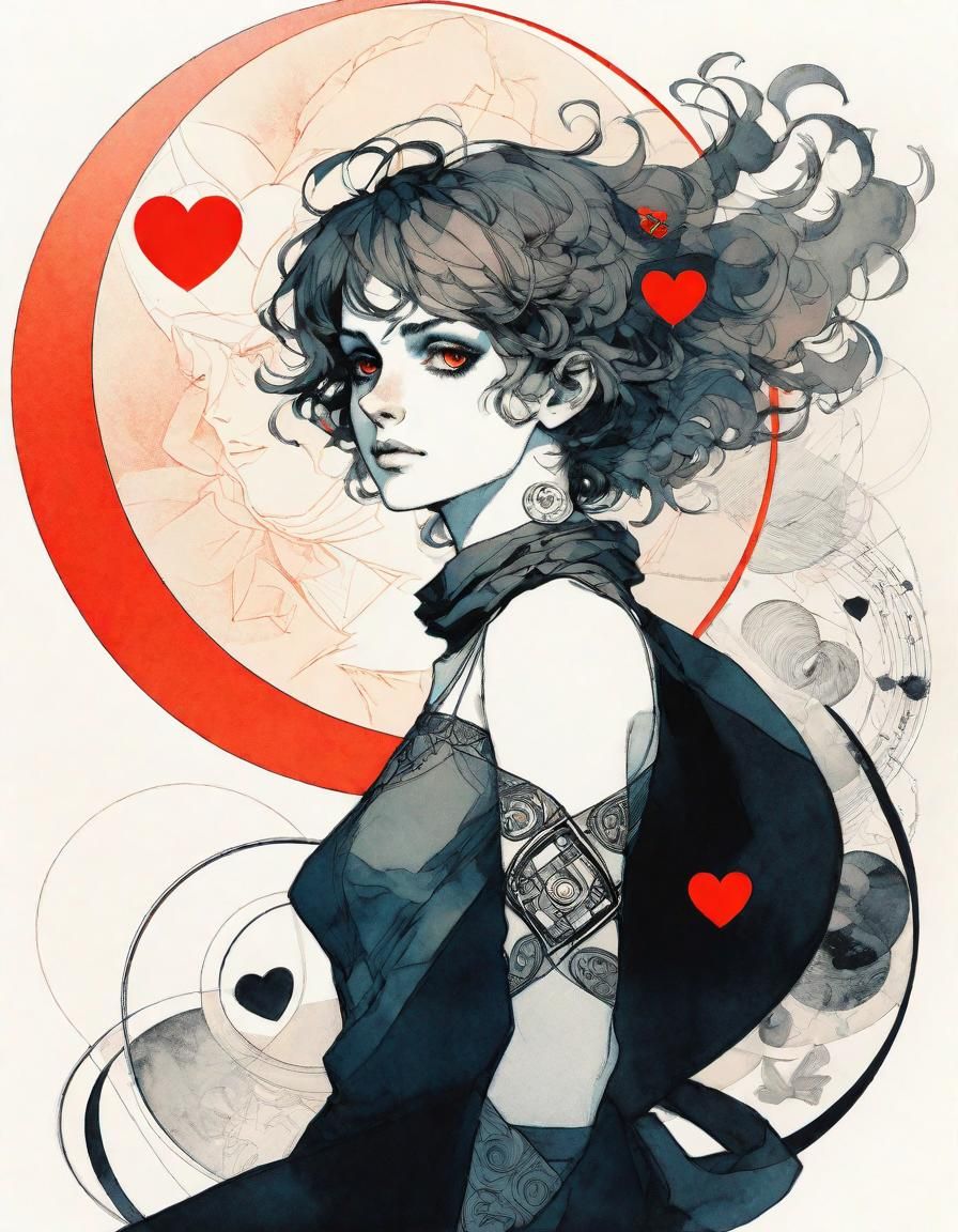 Intertwined Lunar and Solar Ink Drawing