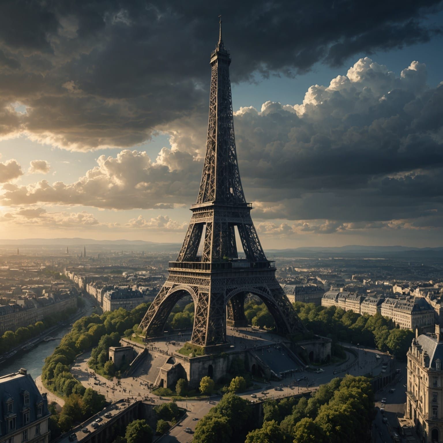 Eiffel Tower Twinkling at Night: Epic Digital Painting