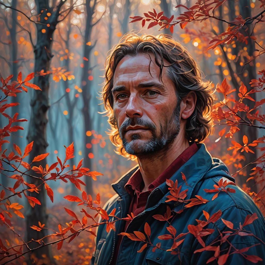 Rowan Fire Portrait in Azure Sunset Glow