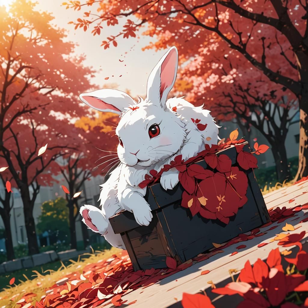 Flustered Rabbit in Anime Manga Style