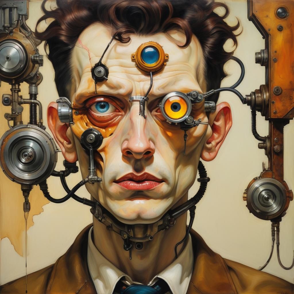 Man with Bionic Eyes in Dieselpunk Style