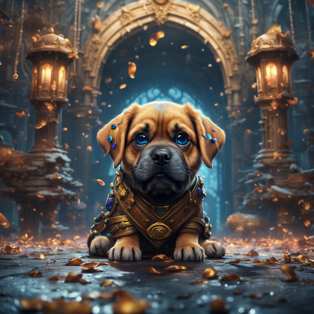 Crying Dog in Detailed Matte Painting Style
