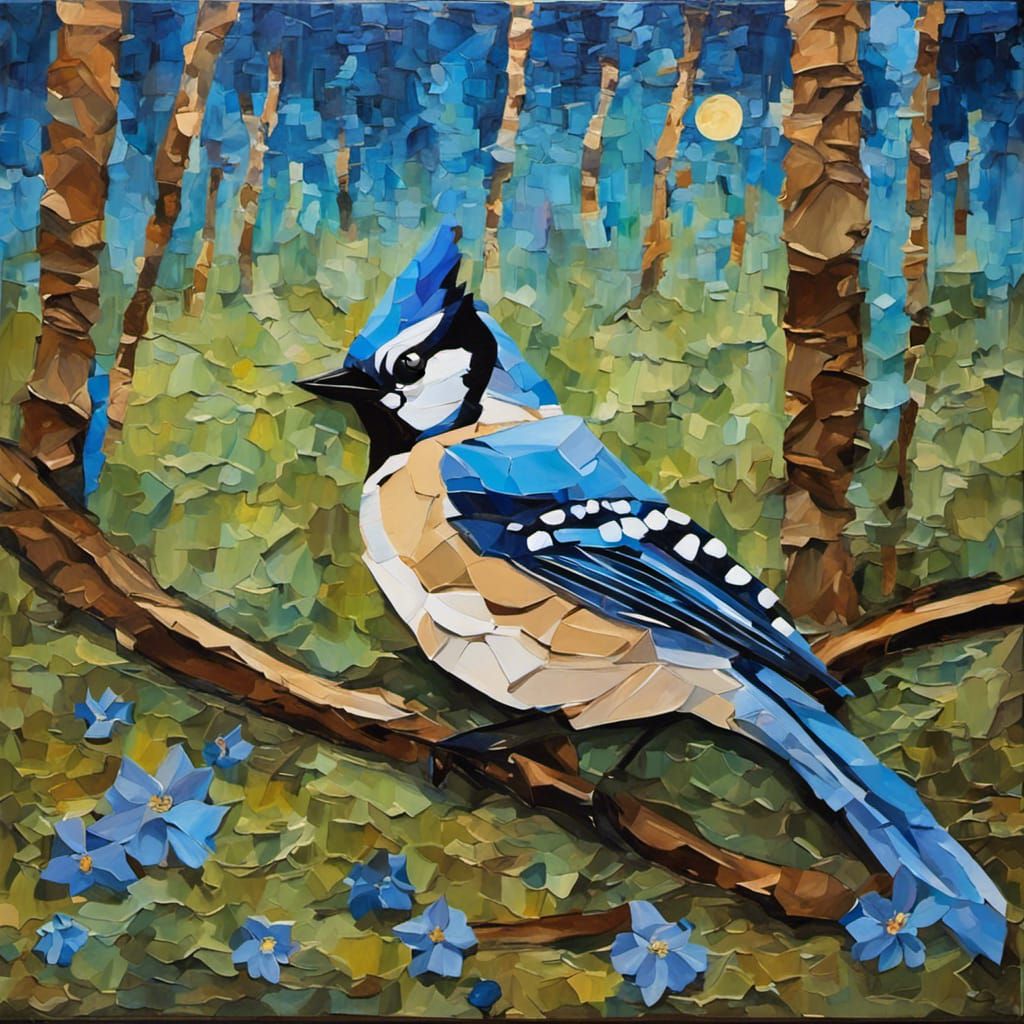 Aspen Forest Paper Collage in Expressionist Style