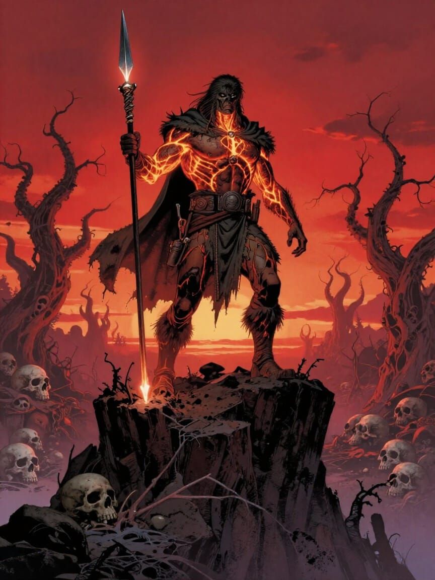 Post-Apocalyptic Nomad with Glowing Veins, Epic Painterly St...