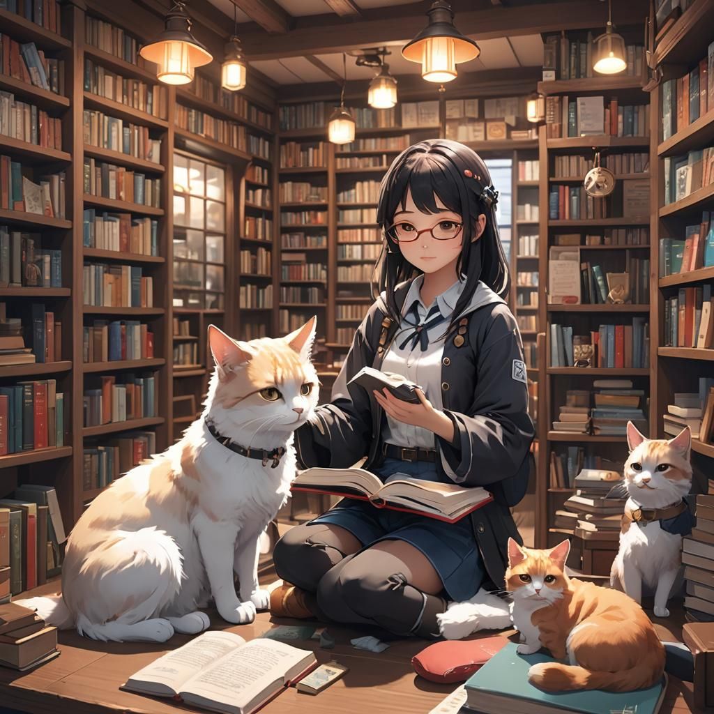 Cozy Book Shop Scene in 3D Anime Art