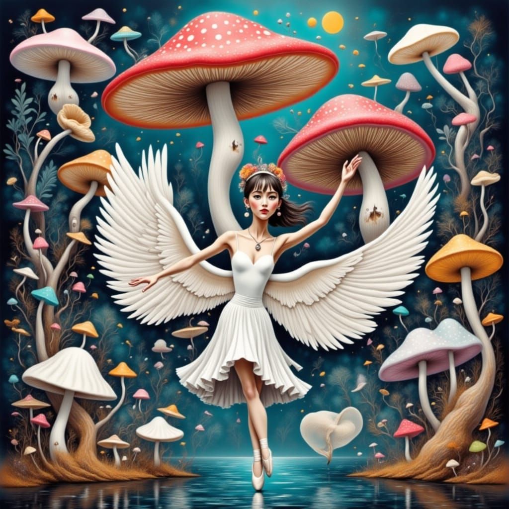 Balletic Frenzy: A Mad Mushroom at Swan Lake