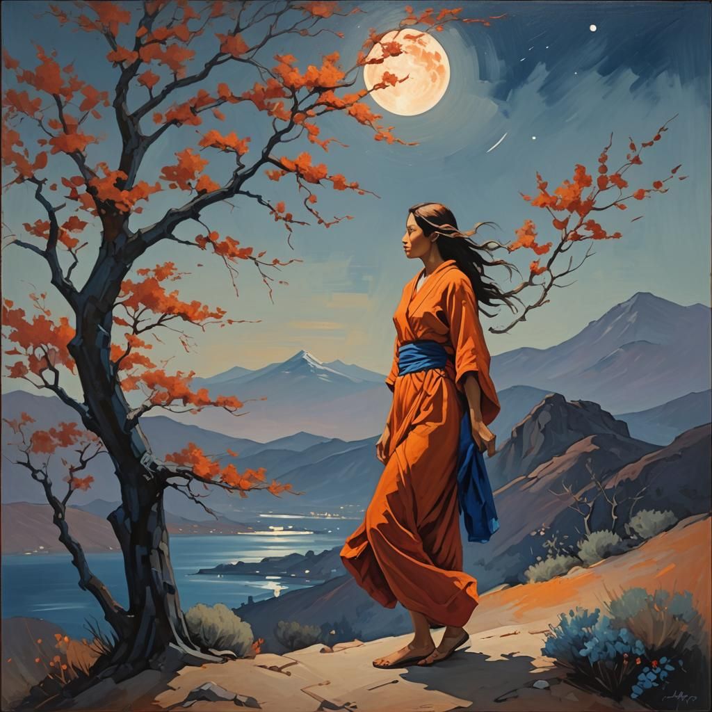 Moonlight in Bloom: Figurative Painting in Motion