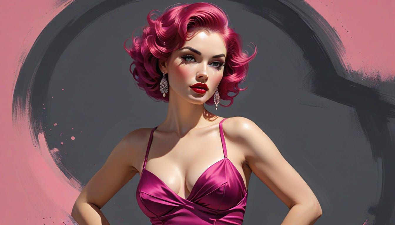 Midcentury Pinups in Vibrant Style with Bold Brushstrokes